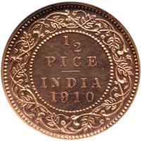 British India. ½ Pice, 1910-C. NGC PF63 - 2