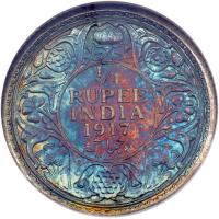 British India. ¼ Rupee, 1917-C. NGC MS64 - 2