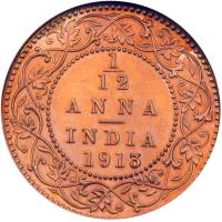 British India. 1/12 Anna, 1913-C. NGC MS63 - 2