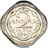 British India. 2 Annas, 1940-C. NGC MS62 - 2