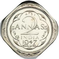 British India. 2 Annas, 1947-B. NGC MS63 - 2