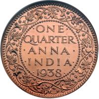 British India. ¼ Anna, 1938-C. NGC MS63 - 2