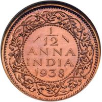 British India. 1/12 Anna, 1938-C. NGC PF64 - 2