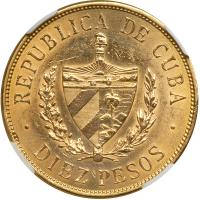 Cuba. 10 Pesos, 1916. NGC AU - 2