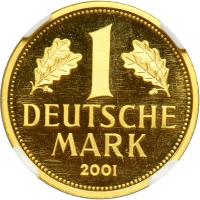 Germany. Gold 1 Mark, 2001-D. NGC PF67 - 2