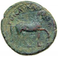Antinoos, favorite of Hadrian, died AD 131. AE 2 Assaria minted at Mantinea in Arkadia, AD 134. VF - 2