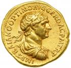 Trajan, AD 98-117. Gold Aureus (7.25 g) minted at Rome, AD 114-117. EF