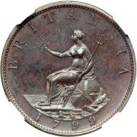 Great Britain. Bronzed Pattern Proof Halfpenny, 1799. NGC PF63 - 2