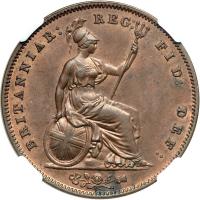 Great Britain. Penny, 1858 over 7. NGC MS63 - 2