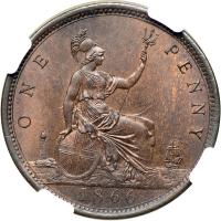Great Britain. Penny, 1866. NGC MS65 - 2