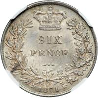 Great Britain. Sixpence, 1871. NGC MS63 - 2