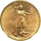 1908-D $20 St. Gaudens. No motto. NGC MS64