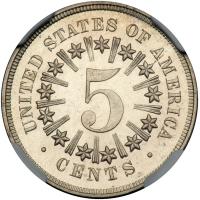 1867 Shield Nickel. Rays. NGC PF65 - 2