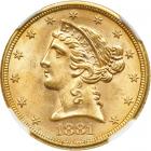 1881 $5 Liberty. NGC MS65