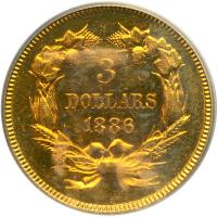 1886 $3 Gold. PCGS MS63 - 2