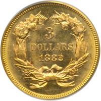 1882 $3 Gold. PCGS MS64 - 2