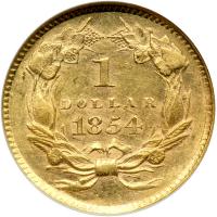 1854 $1 Gold Indian. NGC MS61 - 2