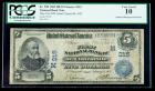 1902, $5 National Bank Note. The First NB, Saint Clairsville, OH. PCGS Very Good 10