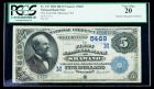 1882, $5 National Bank Note. The First NB, Shawano, WI. PCGS Very Fine 20
