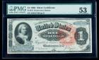 1886, $1 Silver Certificate. PMG About Uncirculated 53