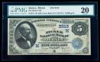 1882, $5 National Bank Note. The Ricker NB, Quincy, IL. PMG Very Fine 20