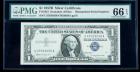 1957-B, $1 Silver Certificate. Mismatched Serial Numbers. PMG Gem Uncirculated 66EPQ