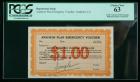Anaheim Plan Emergency Voucher, Anaheim, CA. $1.00 Undated (1932) Sample. PCGS Choice New 63