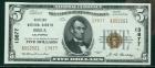 1929, $5 National Bank Note. Oilfields NB in Brea, CA. PCGS Choice About New 58PPQ