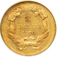 1870 $3 Gold. PCGS AU55 - 2