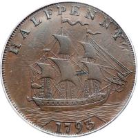 1793/2 Washington Ship Halfpenny with Lettered Edge Breen-1225. PCGS EF45 - 2