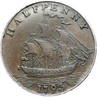 1793/2 Washington Ship Halfpenny with Lettered Edge Breen-1225. PCGS VF35 - 2