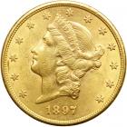 1897-S $20 Liberty. AU53