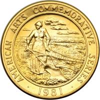 1981. U.S. Mint Gold &frac12; oz Willa Cather Medal - 2