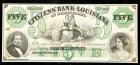 Citizens' Bank of Louisiana, Shreveport, LA. $5.00 18__ Remainder. PCGS Very Choice New 64PPQ
