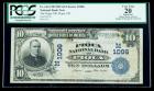 1902, $10 National Bank Note. The Piqua NB, Piqua, OH. PCGS Apparent Very Fine 20