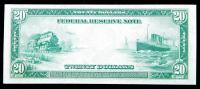 1914, $20 Federal Reserve Note. PCGS About New 53 - 2