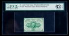 1862, 10&cent; Fractional Currency. First Issue, perforated edges. PMG Uncirculated 62EPQ