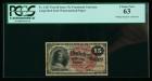 1869, 15&cent; Fractional Currency. Fourth Issue, large red seal, watermarked paper. PCGS Choice New 63