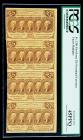 1862, 25&cent; Fractional Currency. First Issue, Uncut Vertical Strip of Four. PCGS Extremely Fine 45PPQ