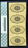 1862, 25&cent; Fractional Currency. First Issue, Uncut Vertical Strip of Four. PCGS Extremely Fine 45PPQ - 2