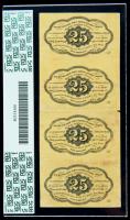 1862, 25&cent; Fractional Currency. First Issue, Uncut Vertical Strip of Four. PCGS Apparent Extremely Fine 40 - 2
