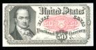 1874, 50&cent; Fractional Currency. Fifth Issue, white paper with silk fibers and blue right end