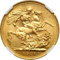 Australia. Sovereign, 1911-S. NGC MS63 - 2