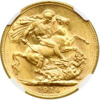 Australia. Sovereign, 1914-M. NGC MS63 - 2