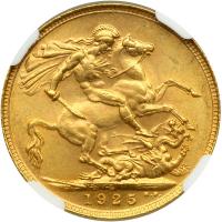 Australia. Sovereign, 1925-S. NGC MS63 - 2