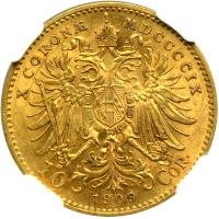 Austria. 10 Corona, 1909. NGC AU55 - 2