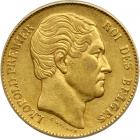 Belgium. 20 Francs, 1865. ICG AU50