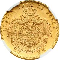Belgium. 20 Francs, 1875. NGC MS65 - 2