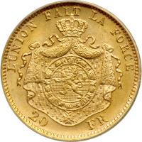 Belgium. 20 Francs, 1876. ANACS MS65 - 2