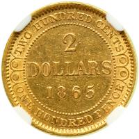 Newfoundland. 2 Dollars, 1865. NGC AU50 - 2
